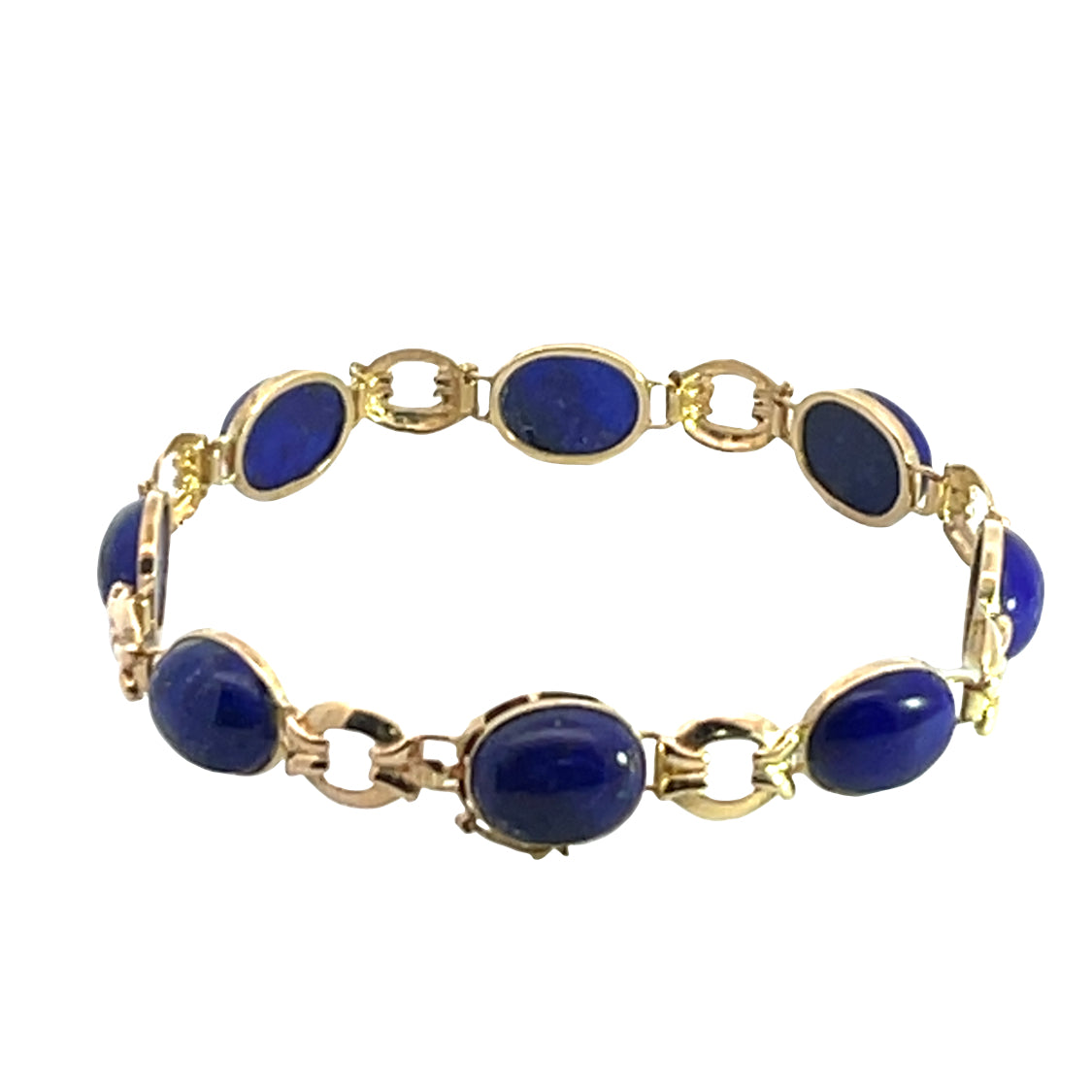 Modern 14KY gold and lapis link bracelet