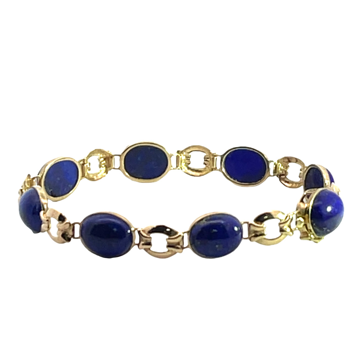 Modern 14KY gold and lapis link bracelet