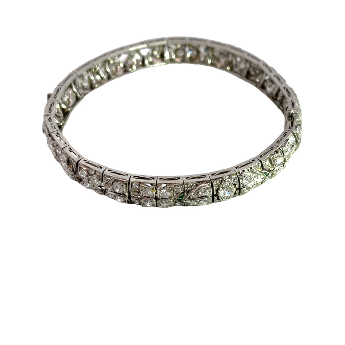 Art Deco platinum filigree and diamond articulated link bracelet
