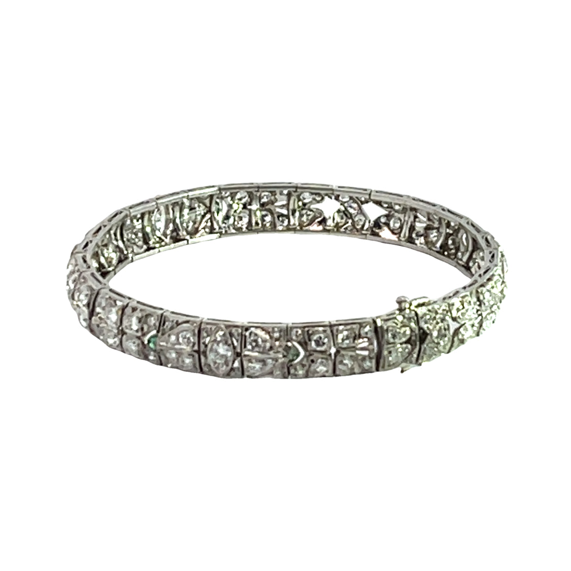 Art Deco platinum filigree and diamond articulated link bracelet
