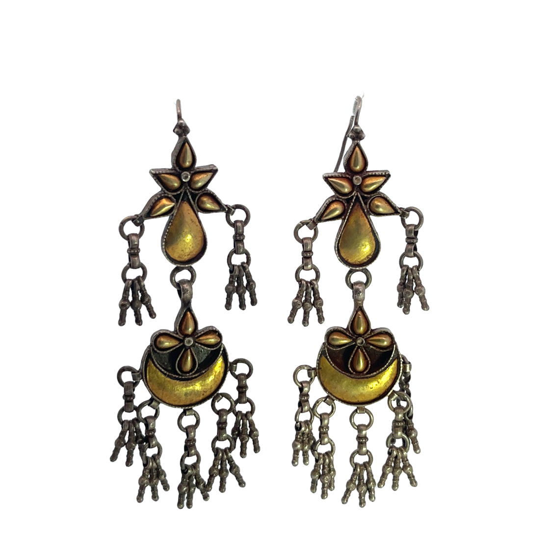 Late Victorian Gold and Silver Bikaner Earrings