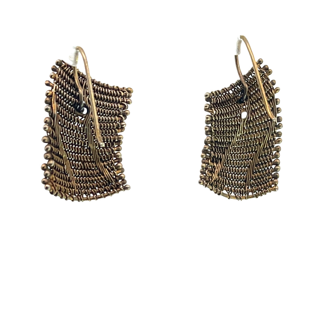 Modern 14KY gold woven wire earrings