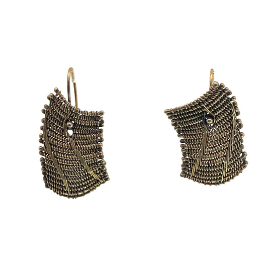 Modern 14KY gold woven wire earrings