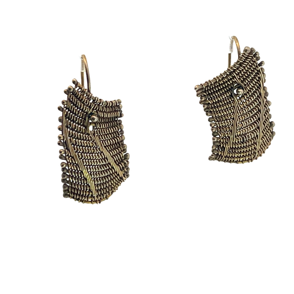 Modern 14KY gold woven wire earrings