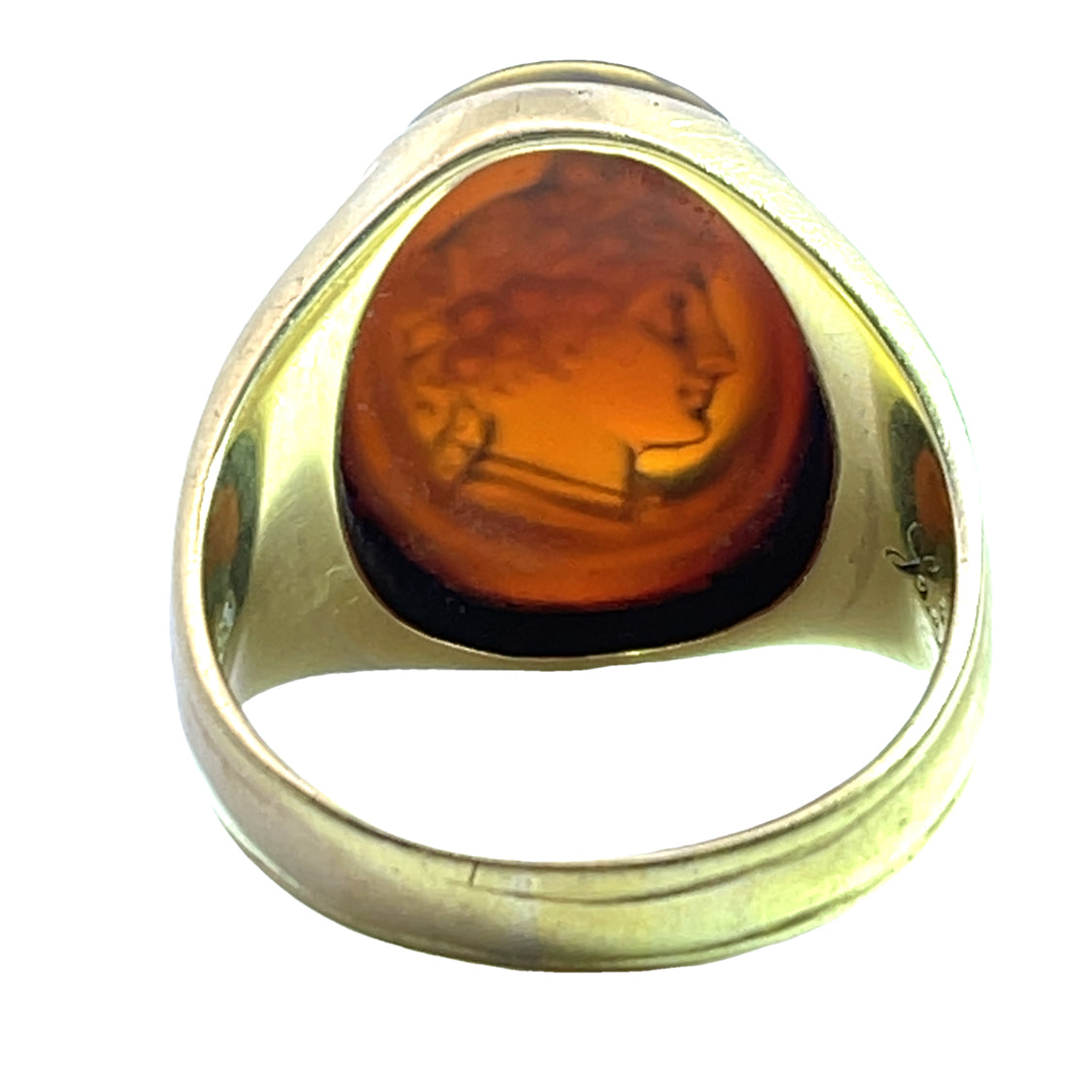 Victorian 14KY gold and carnelian cameo signet ring