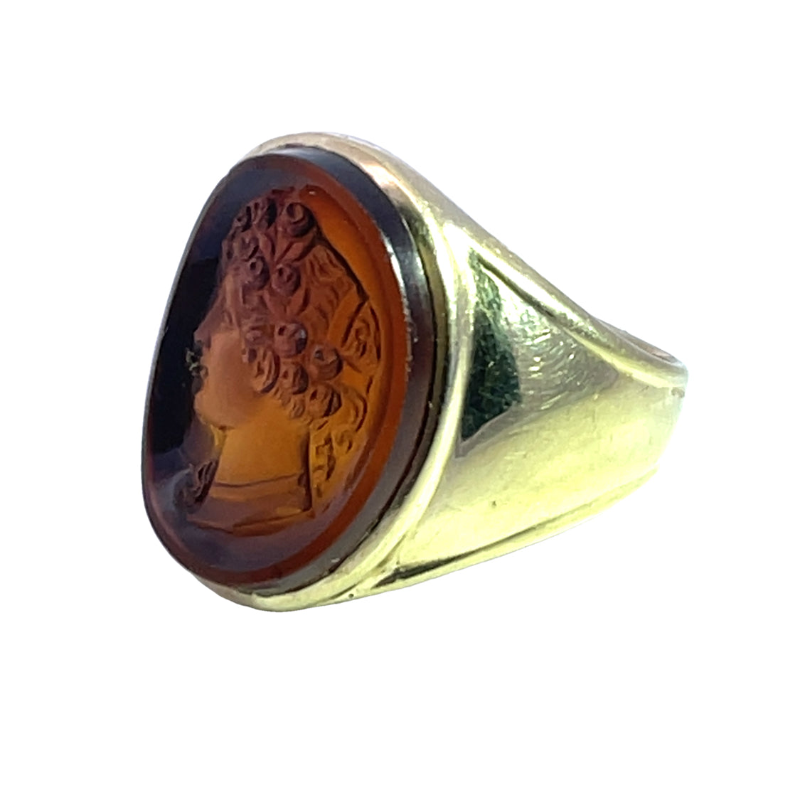Victorian 14KY gold and carnelian cameo signet ring