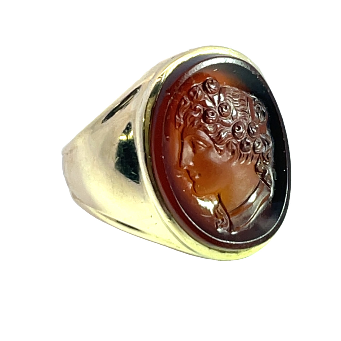 Victorian 14KY gold and carnelian cameo signet ring