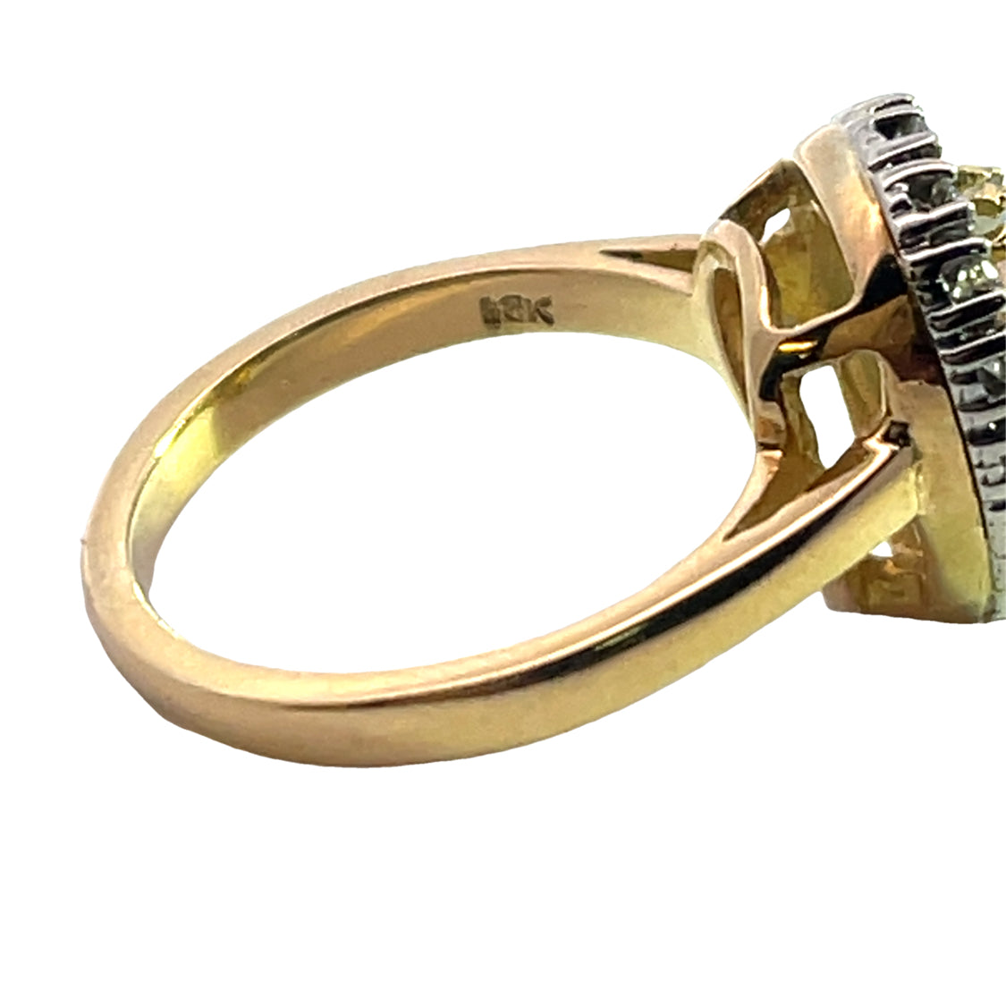 Modern 18KY gold, opal and diamond ring