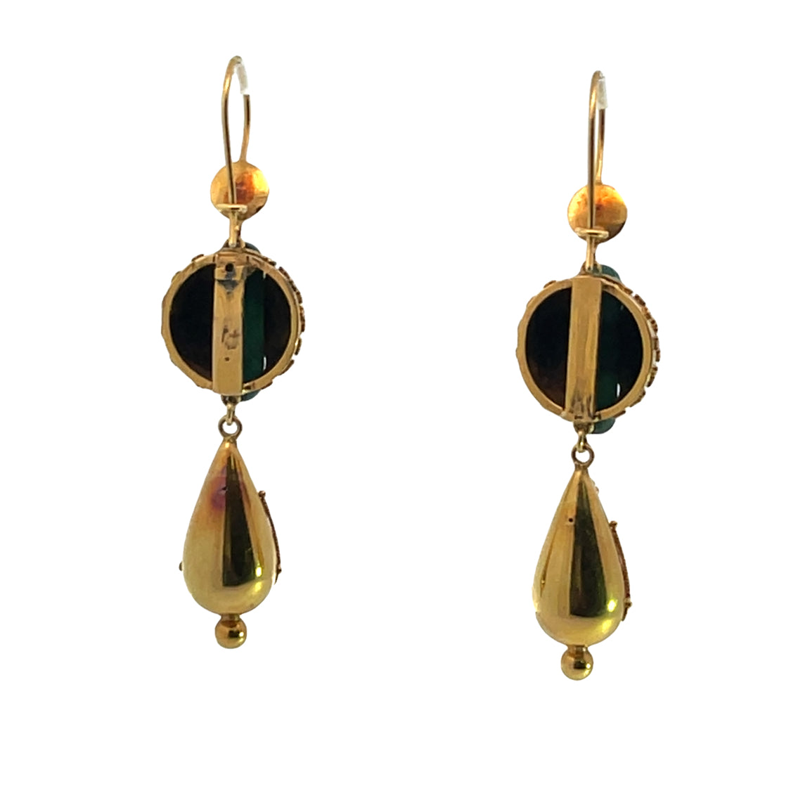 Vintage 22KY gold and malachite earrings