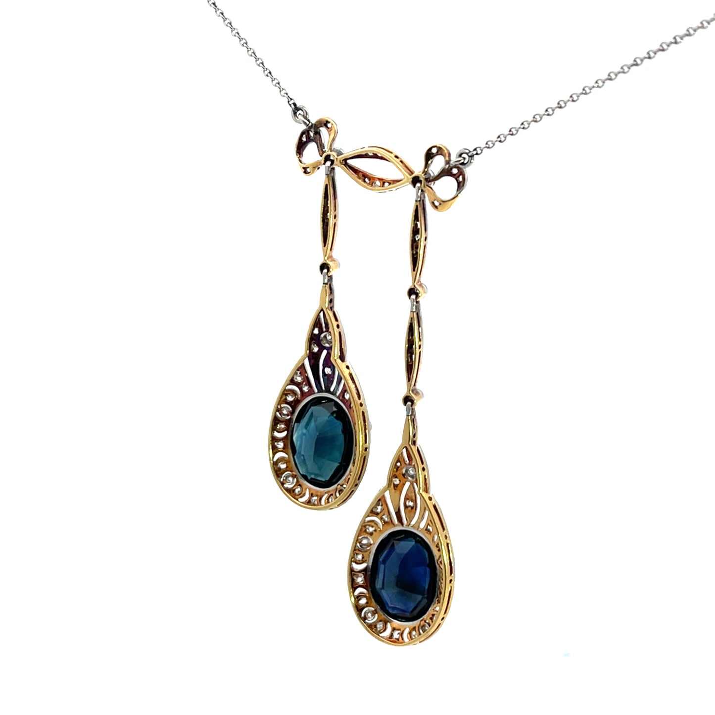Victorian Platinum, 18KY gold, sapphire and diamond 'Negligee' necklace