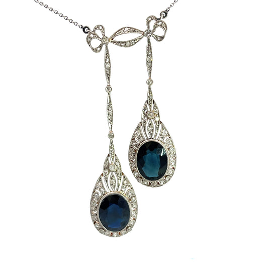 Victorian Platinum, 18KY gold, sapphire and diamond 'Negligee' necklace