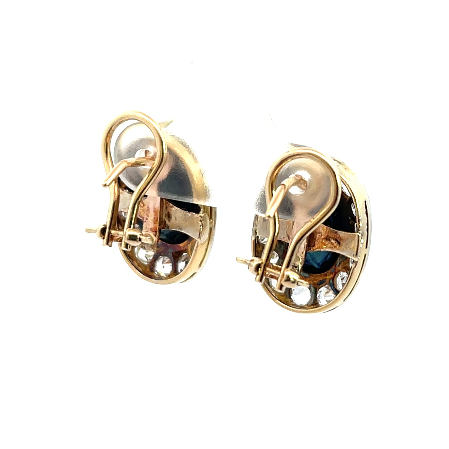 Art Deco 14KY and 14KW gold, sapphire, and diamond earrings