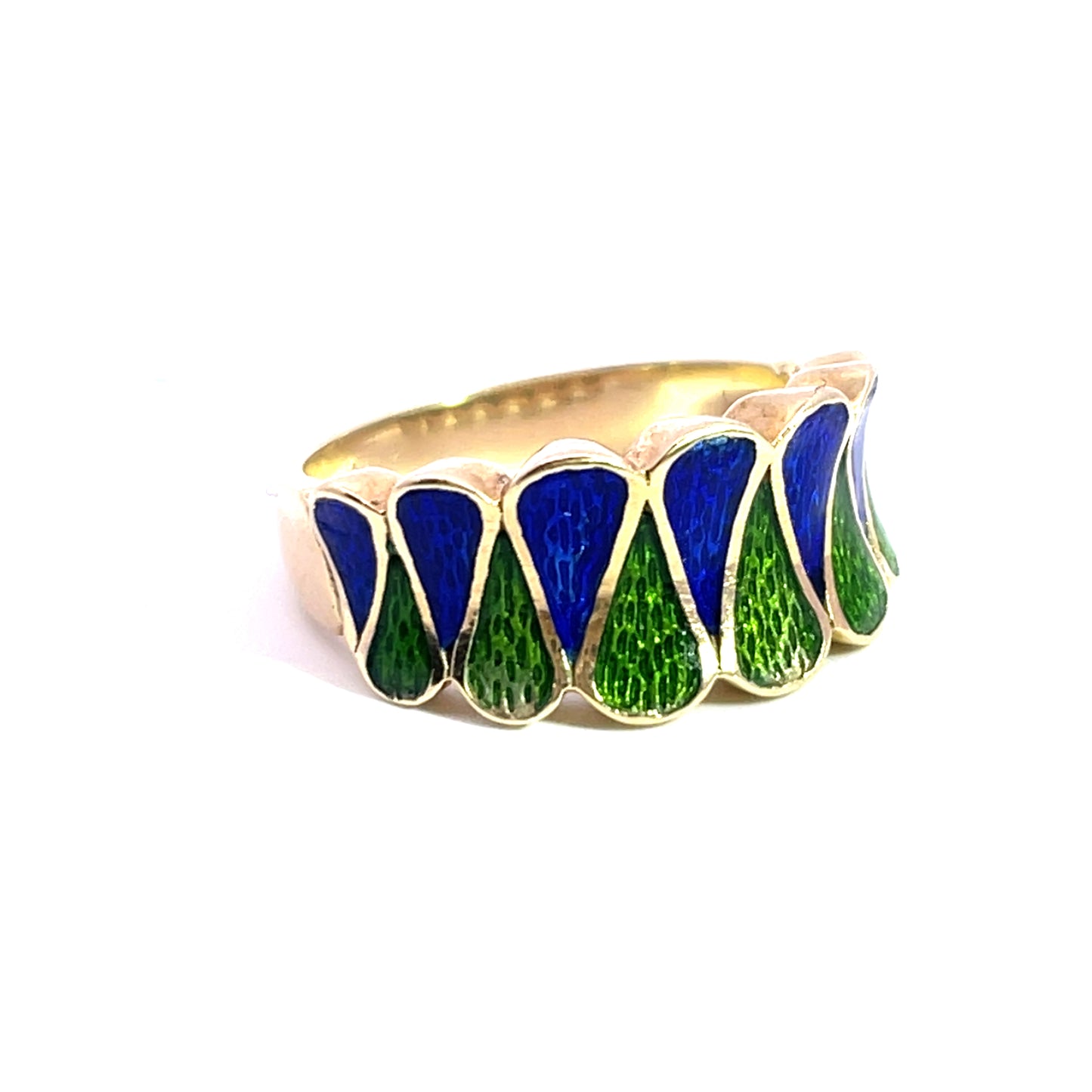Modern 14KY gold and enamel ring
