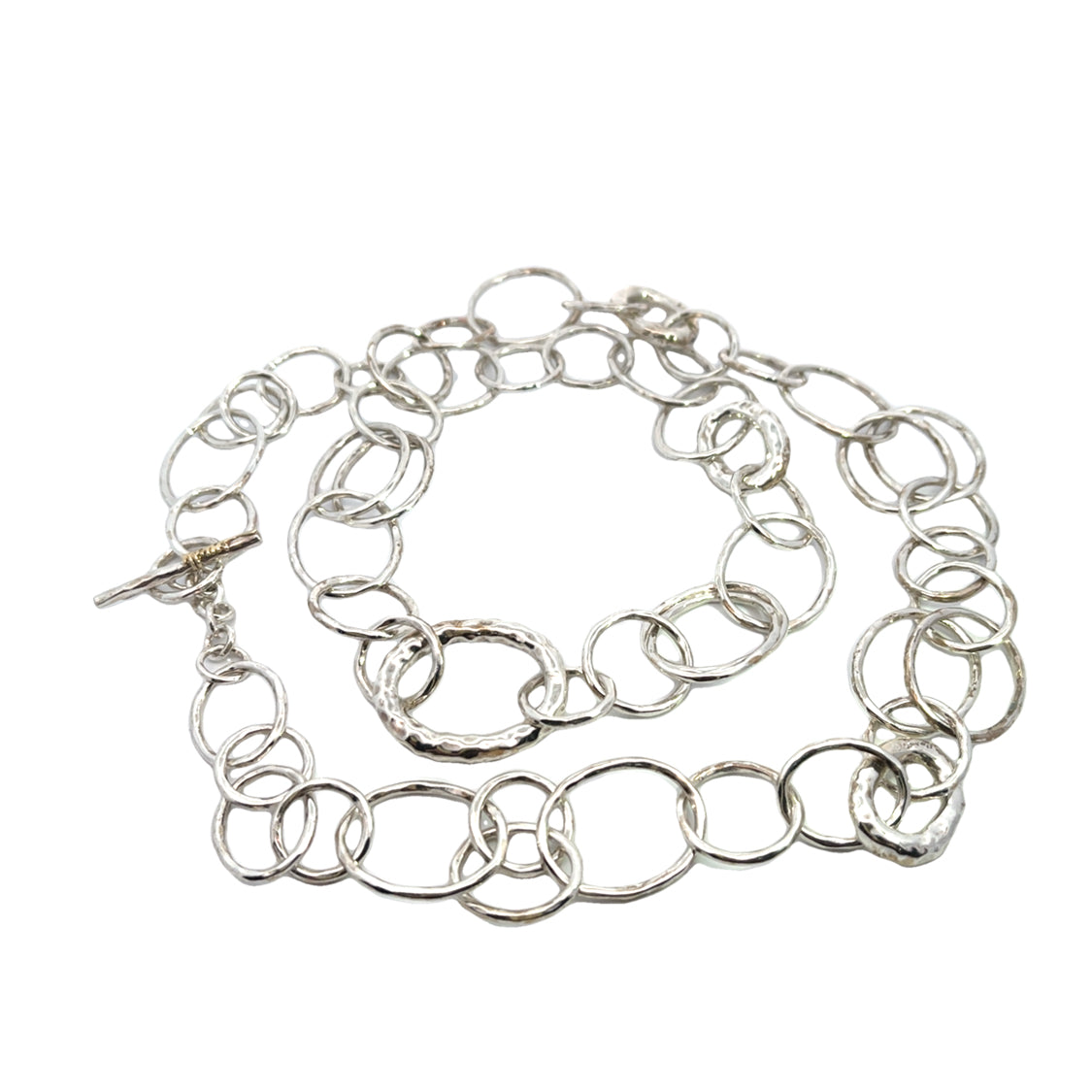 Modern Sterling silver links long necklace