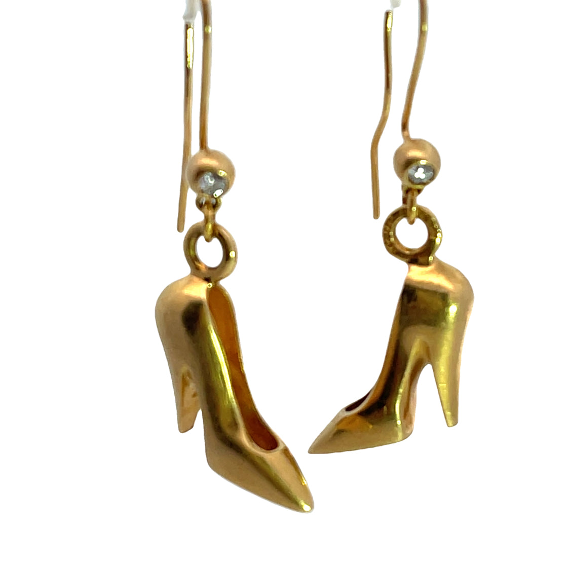 Modern 18KY gold and diamond Maud Frizon shoe earrings