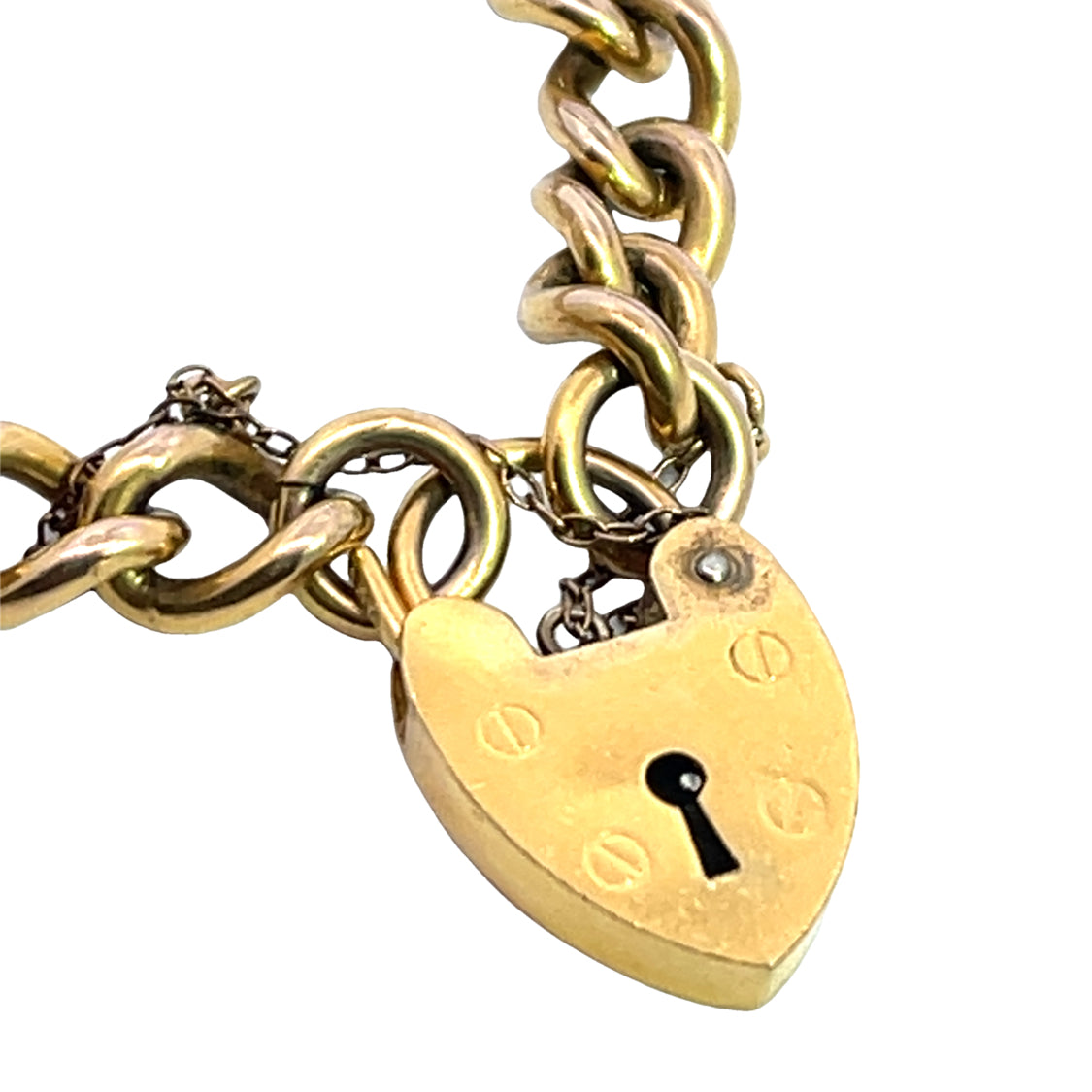 Victorian Rolled Gold Padlock chain link bracelet