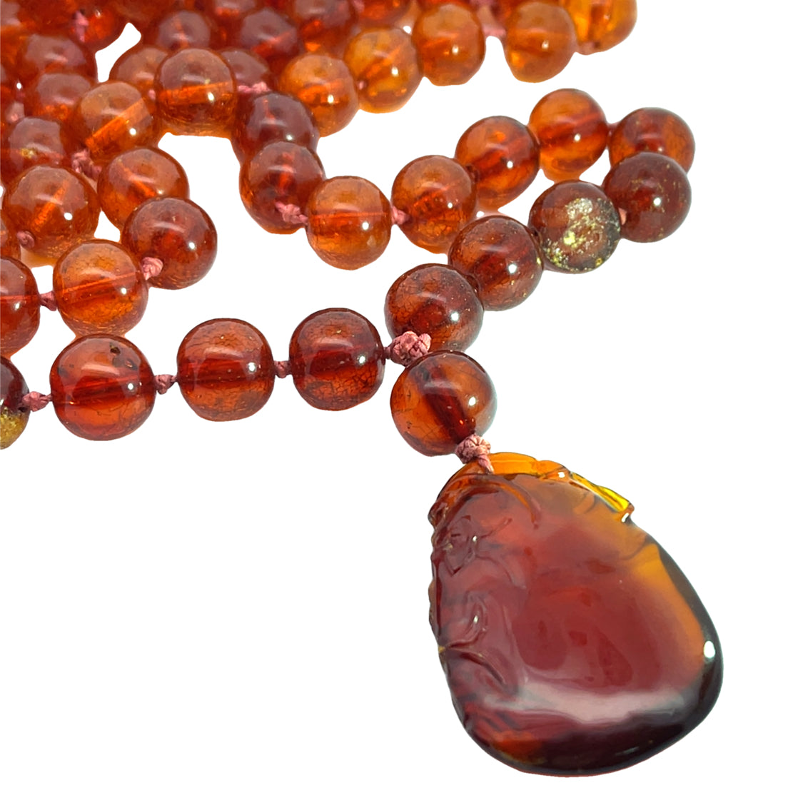 Modern amber prayer bead necklace