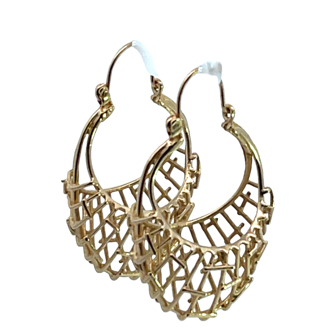 Brutalist 14KY gold Ibsen basket weave hoop earrings