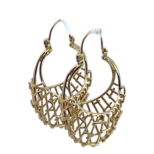 Brutalist 14KY gold Ibsen basket weave hoop earrings