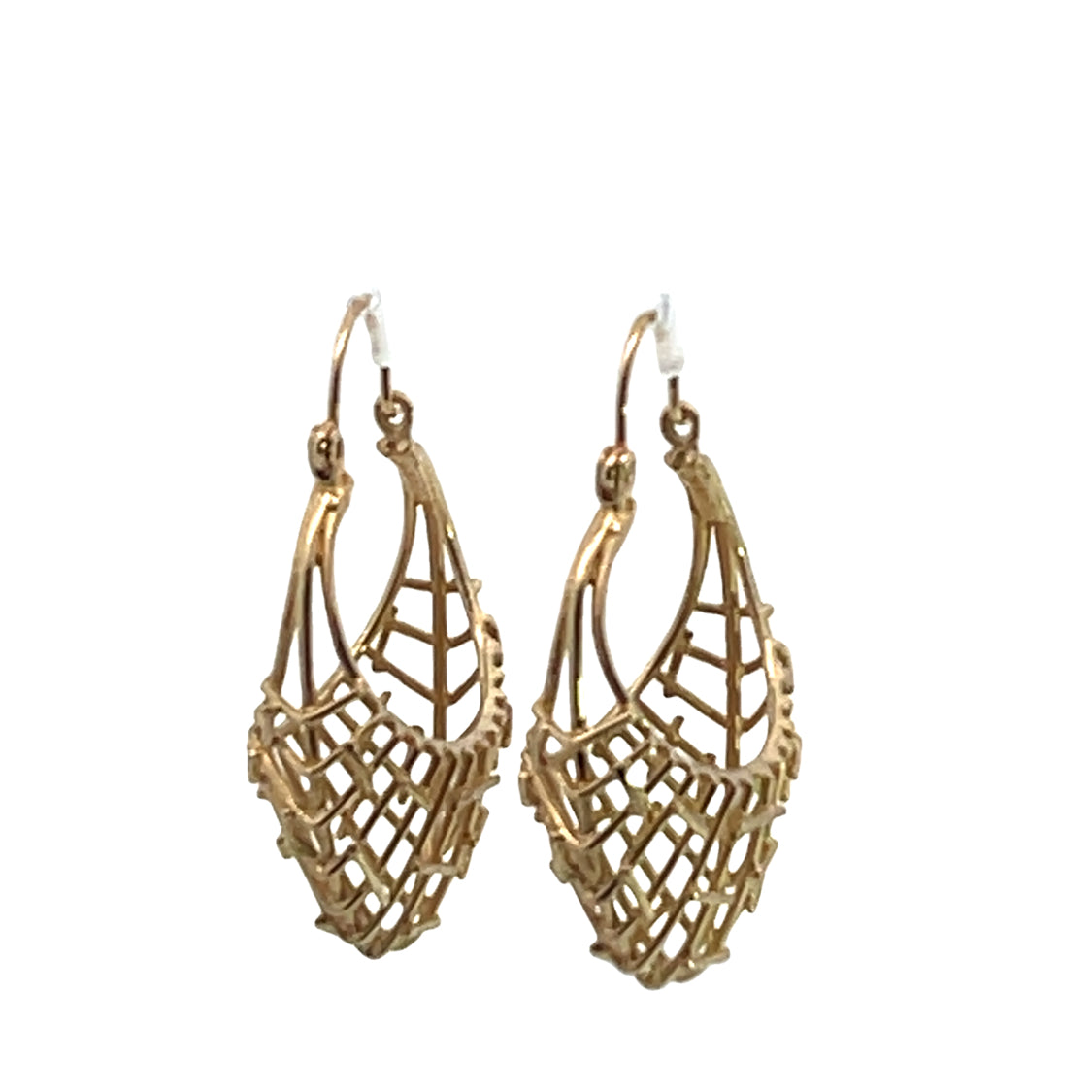 Brutalist 14KY gold Ibsen basket weave hoop earrings