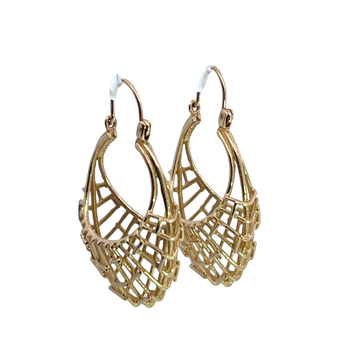 Brutalist 14KY gold Ibsen basket weave hoop earrings