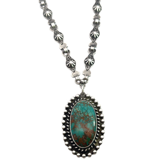 Native American Sterling Silver Squash Blossom chain and pendant