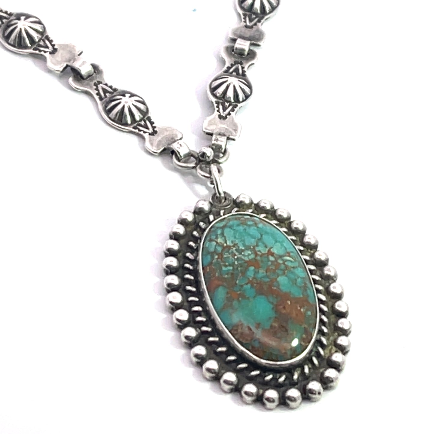 Native American Sterling Silver Squash Blossom chain and pendant