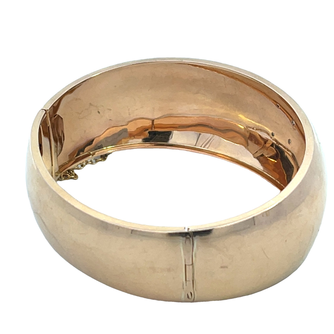Victorian 14K rose gold and 18K white gold with diamond hinged cuff bracelet