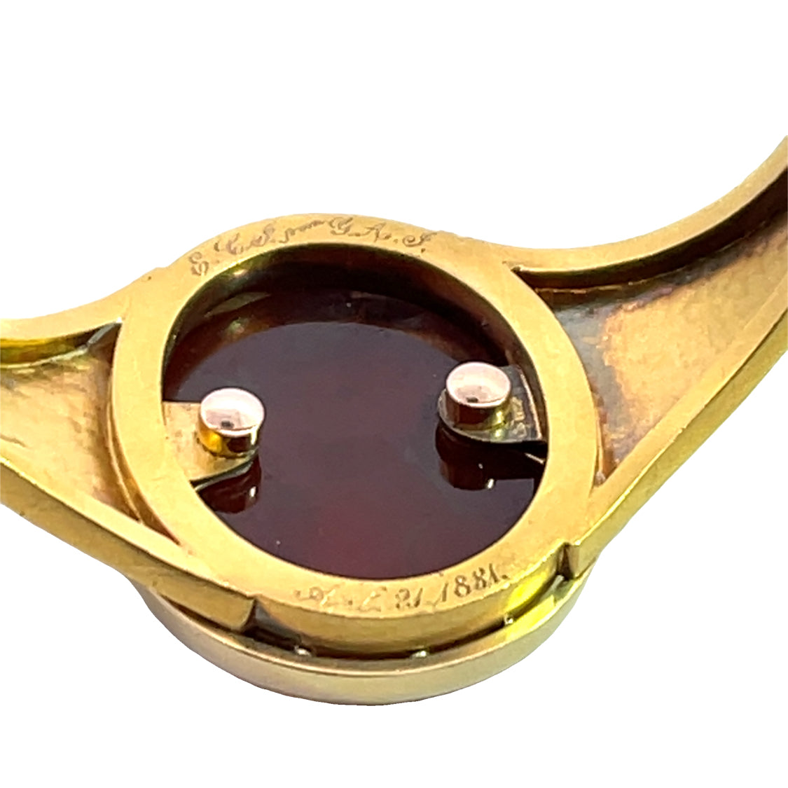 Victorian 18KY gold and Carnelian intaglio hinged cuff bracelet