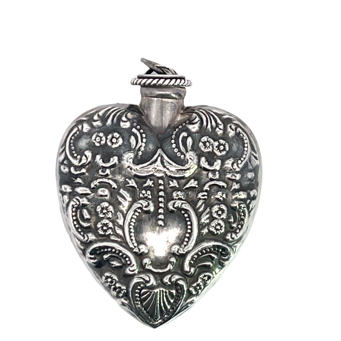 Edwardian Sterling Silver Heart Perfume Pendant