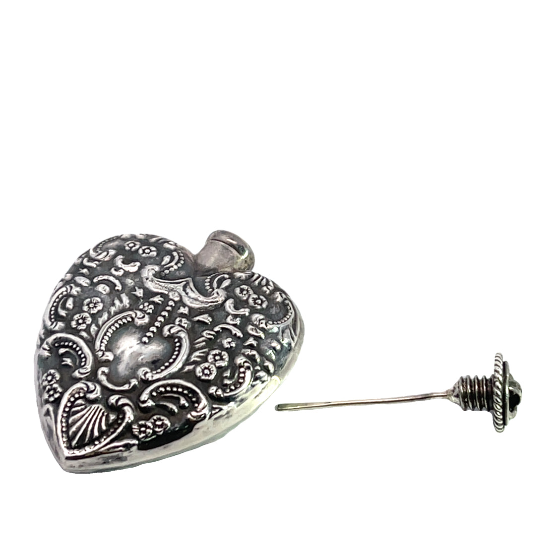 Edwardian Sterling Silver Heart Perfume Pendant