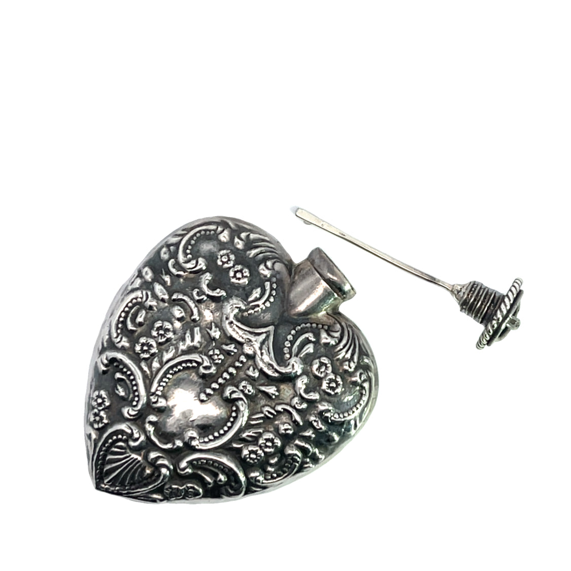 Edwardian Sterling Silver Heart Perfume Pendant