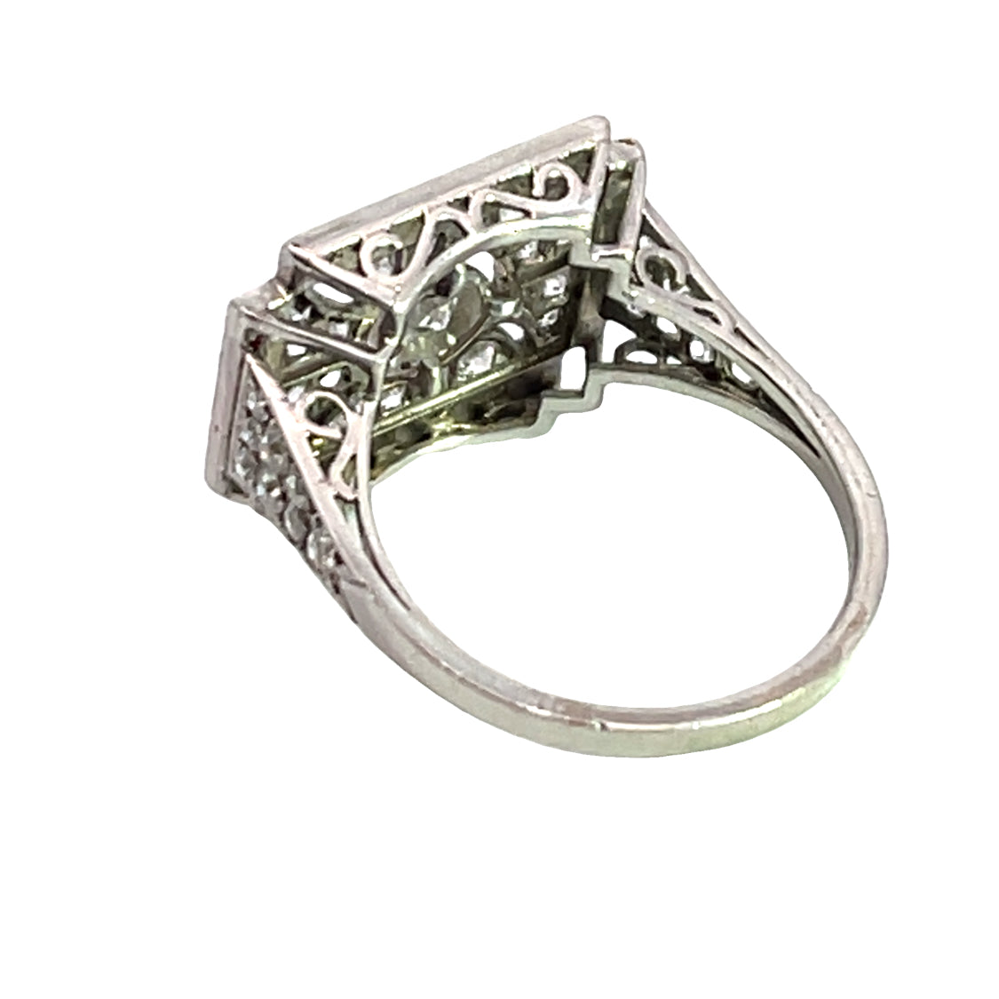 Art Deco Platinum Diamond and enamel Ring