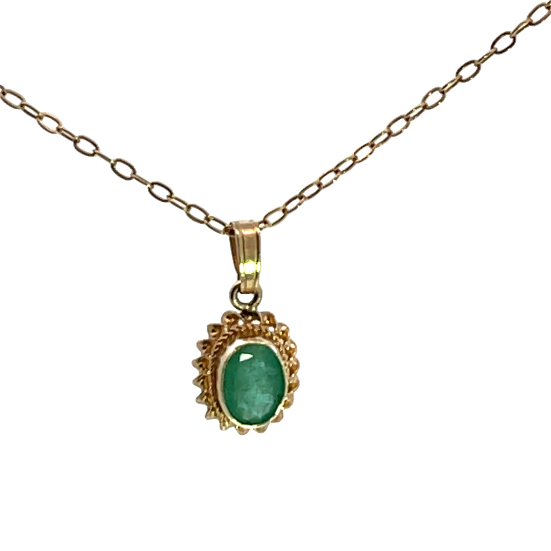 Victorian 9K Yellow gold emerald Birmingham pendant