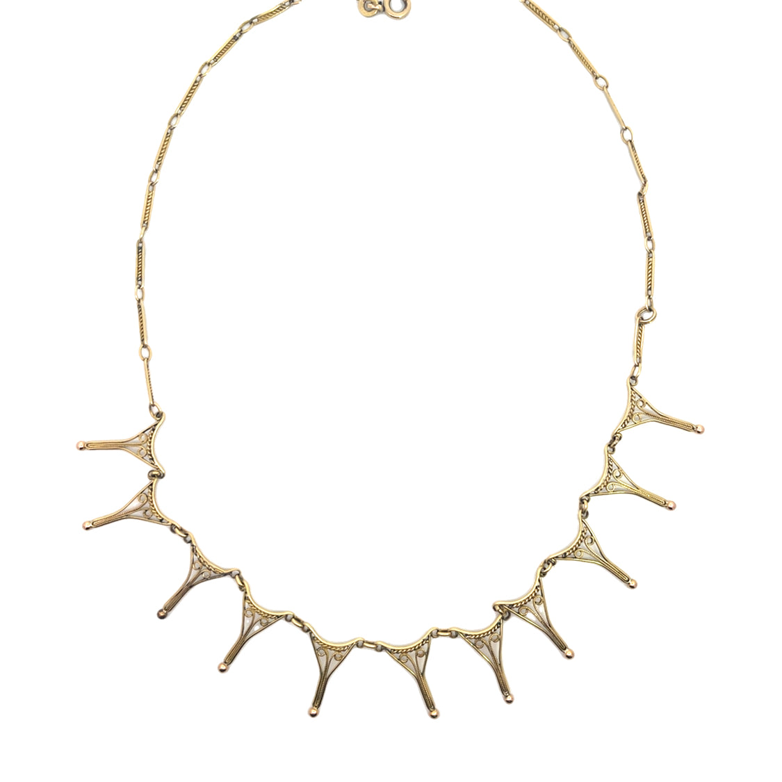 Art Deco 14Ky gold collar style necklace