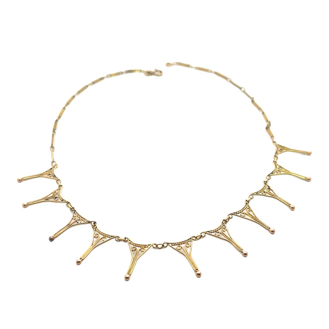 Art Deco 14Ky gold collar style necklace