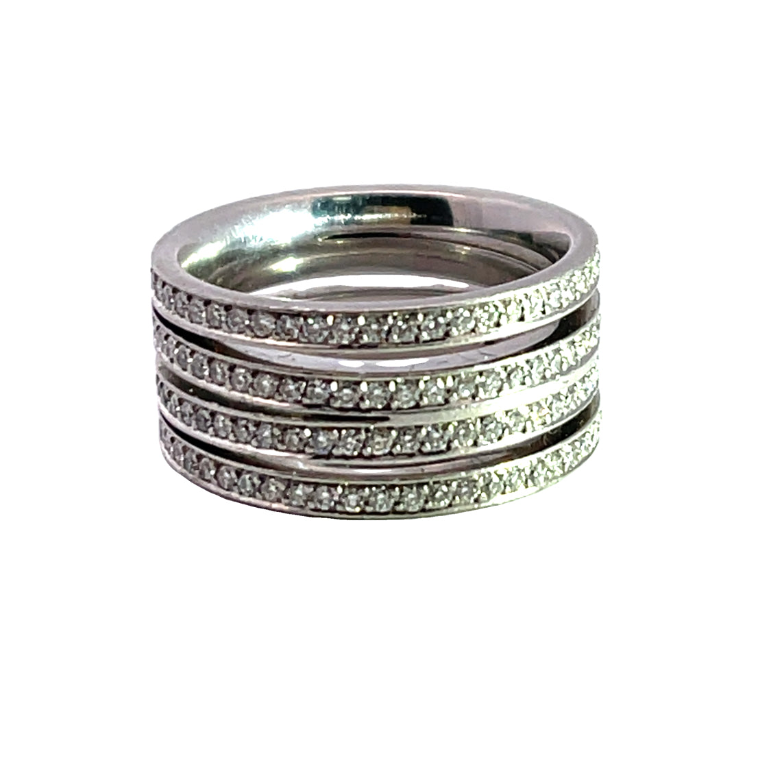 Modern platinum diamond 4 band ring