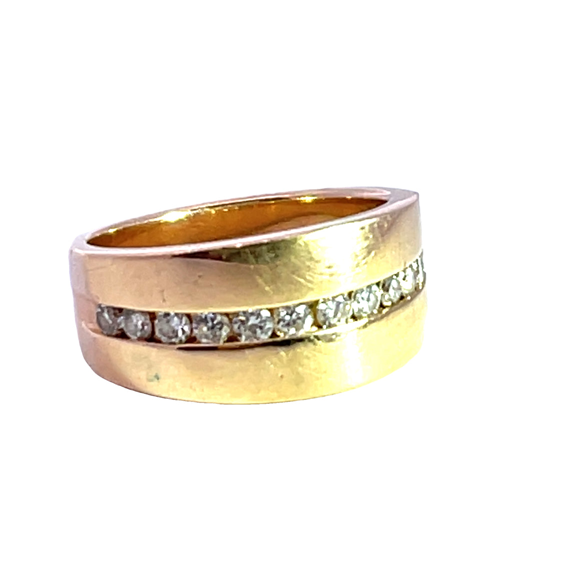 Modern 14KY gold and channel set diamond band ring