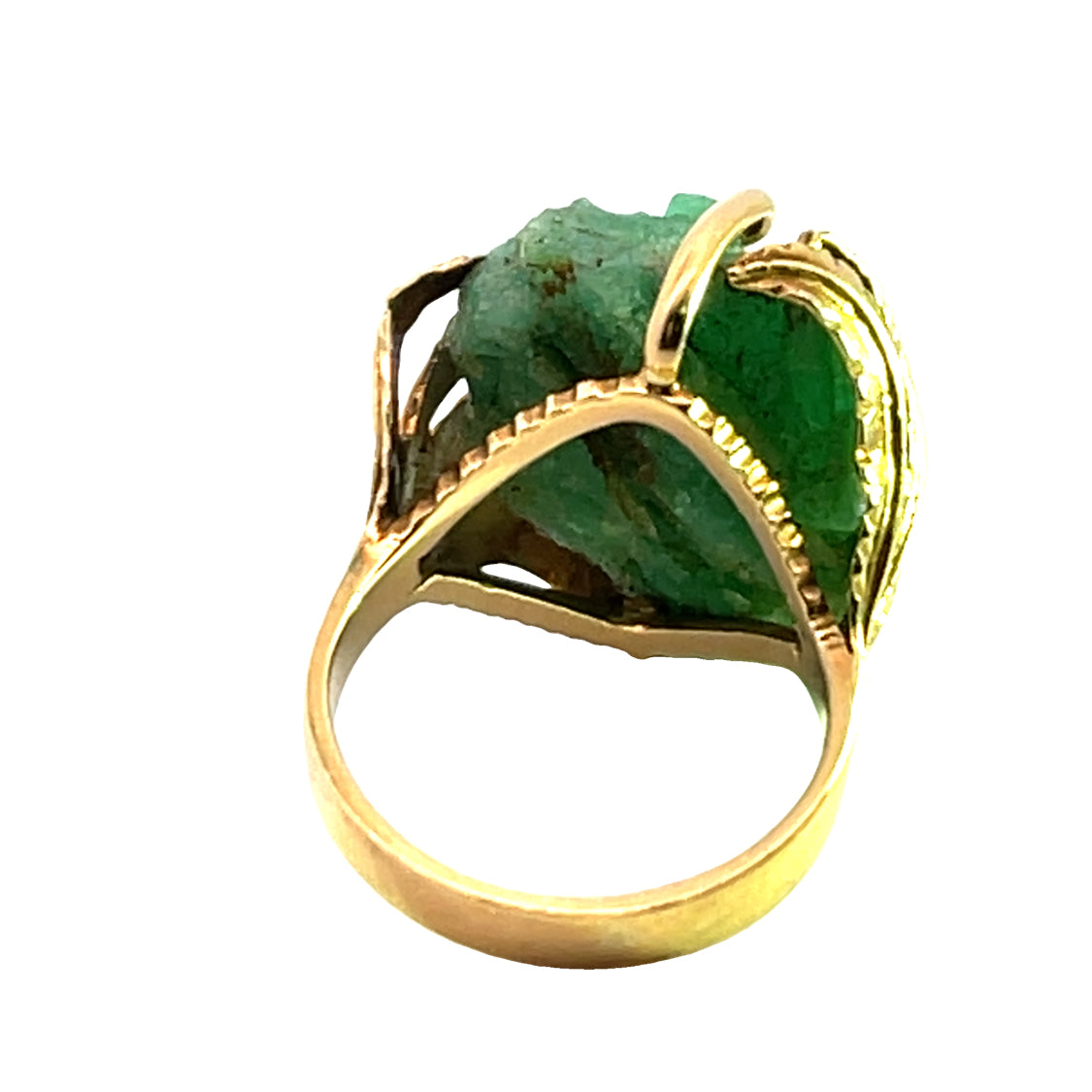 Modern 18KY gold emerald crystal ring