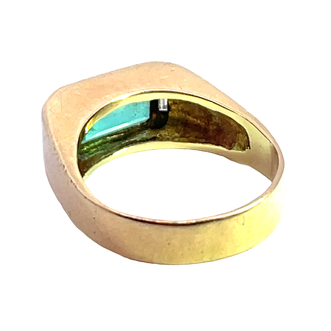 Modern 14KY gold, emerald and diamond man's ring