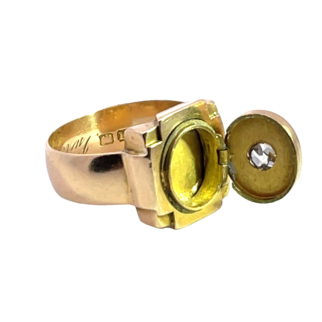 Victorian 18KY gold, diamond and enamel 'Mourning' ring