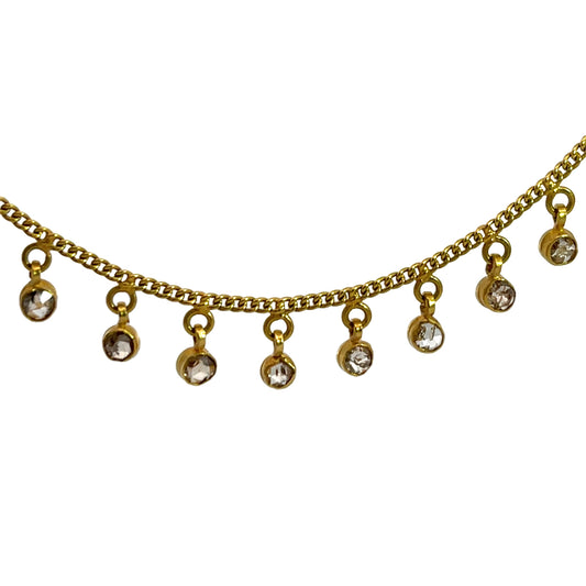Modern 22Ky gold with yellow and cognac diamond drops necklace