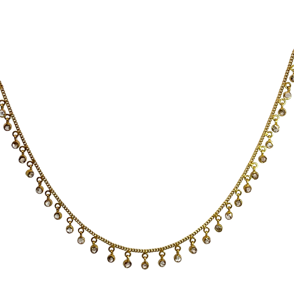 Modern 22Ky gold with yellow and cognac diamond drops necklace