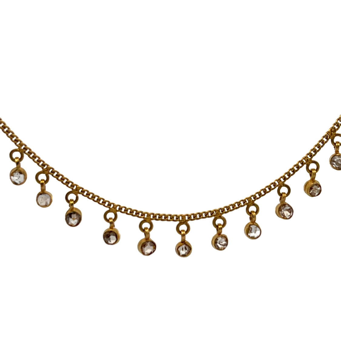Modern 22Ky gold with yellow and cognac diamond drops necklace