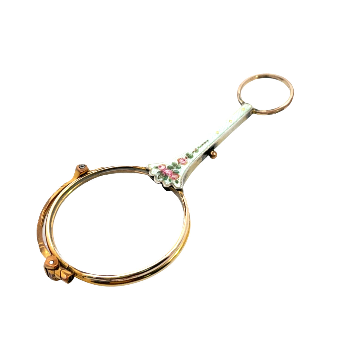Victorian Bronze and enamel lorgnette magnifiers