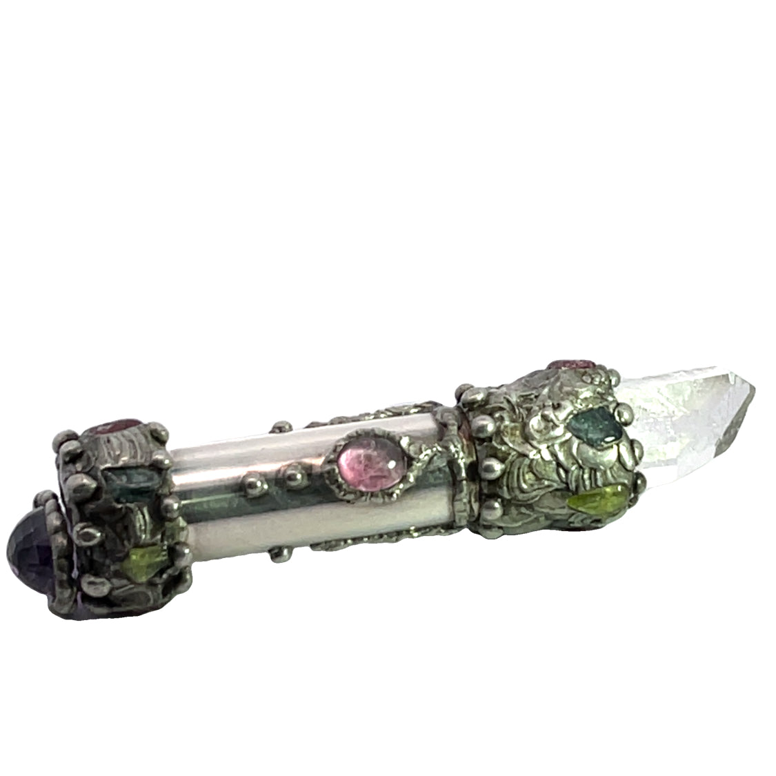 Victorian Sterling Silver, amethyst, rock crystal, emerald, ruby and sapphire Kaleidoscope