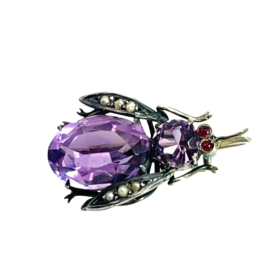 Victorian Sterling Silver and amethyst bee pin