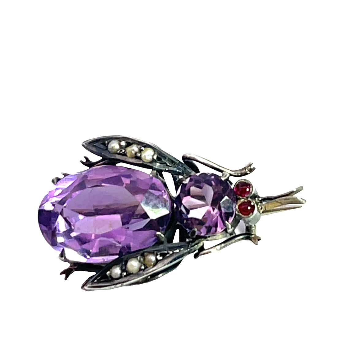 Victorian Sterling Silver and amethyst bee pin