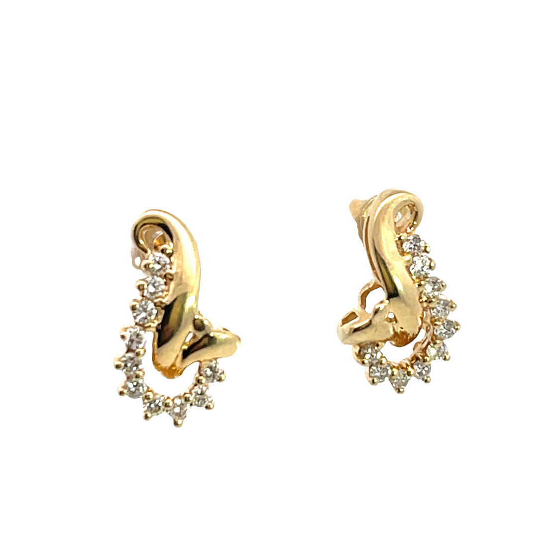 Modern 18KY gold and diamond post earrings