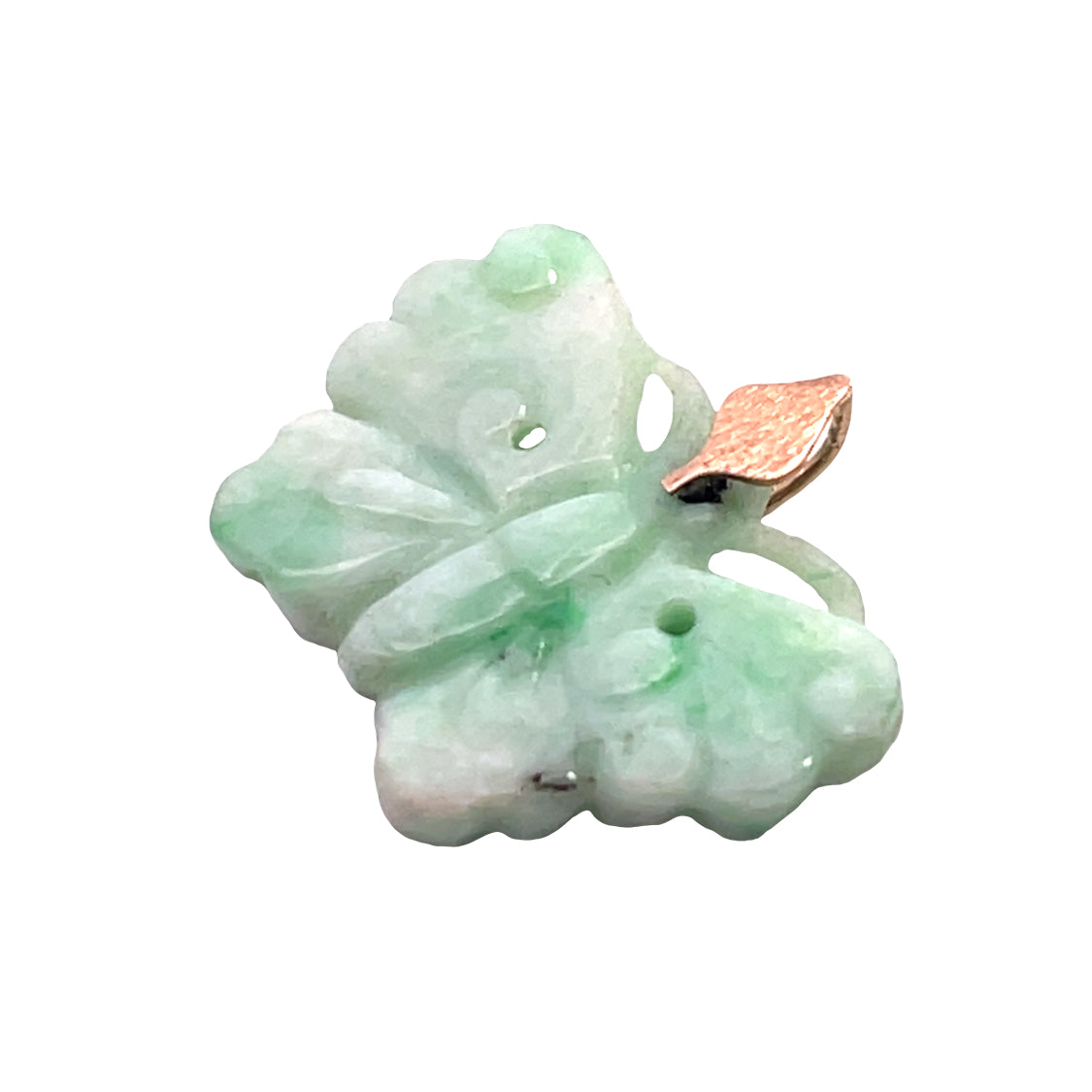 Modern 14KY gold and jade butterfly pendant